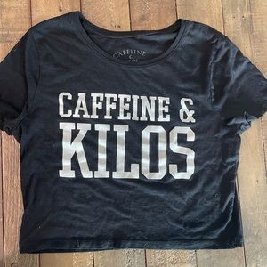 Caffeine and Kilos Black Crop T